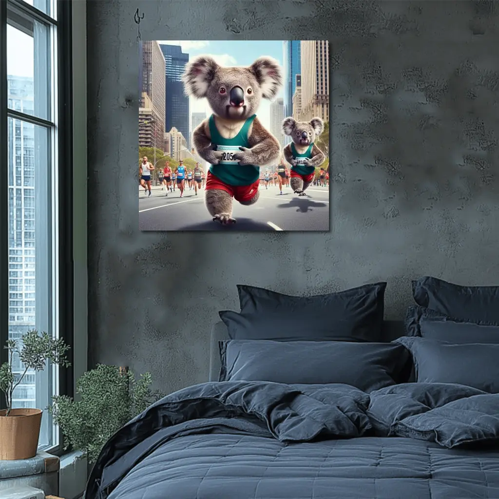 Koalas Running City Marathon Race Art – Wall Art