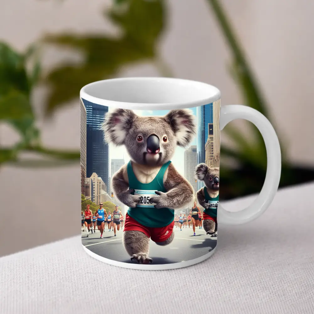 Koalas Running City Marathon Race Art – Mugs