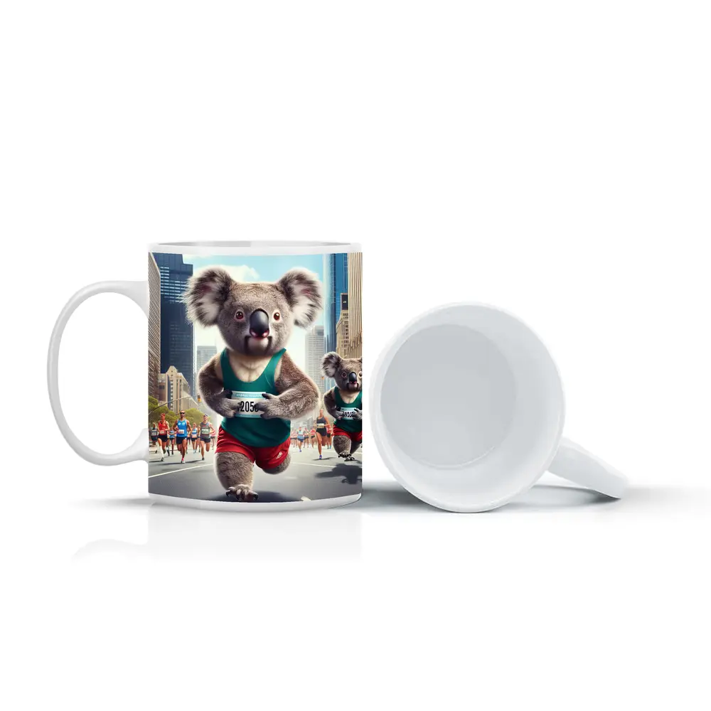 Koalas Running City Marathon Race Art – Mugs