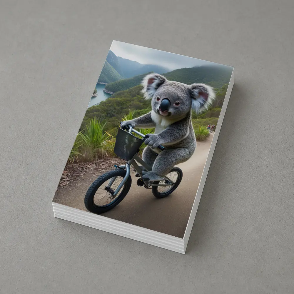 Koala Riding Bicycle On Mountain Trail – Postcards