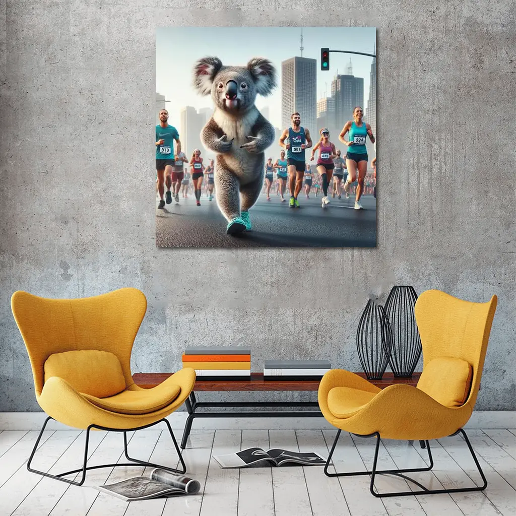 Koala Running City Marathon Race Art – Wall Art