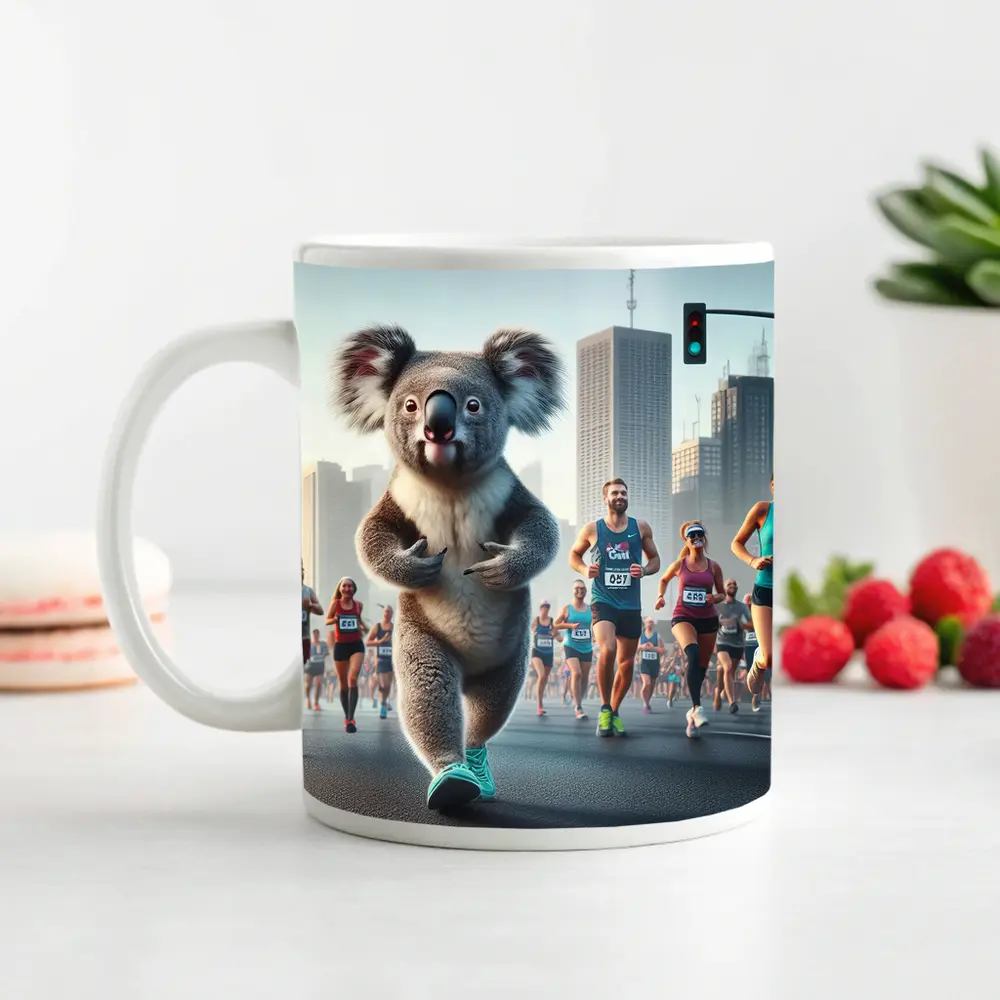 Koala Running City Marathon Race Art – Mugs