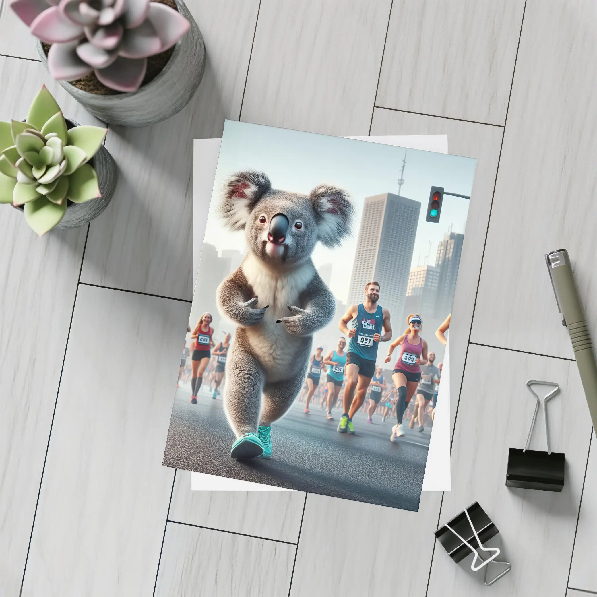 Koala Running City Marathon Race Art – Postcards