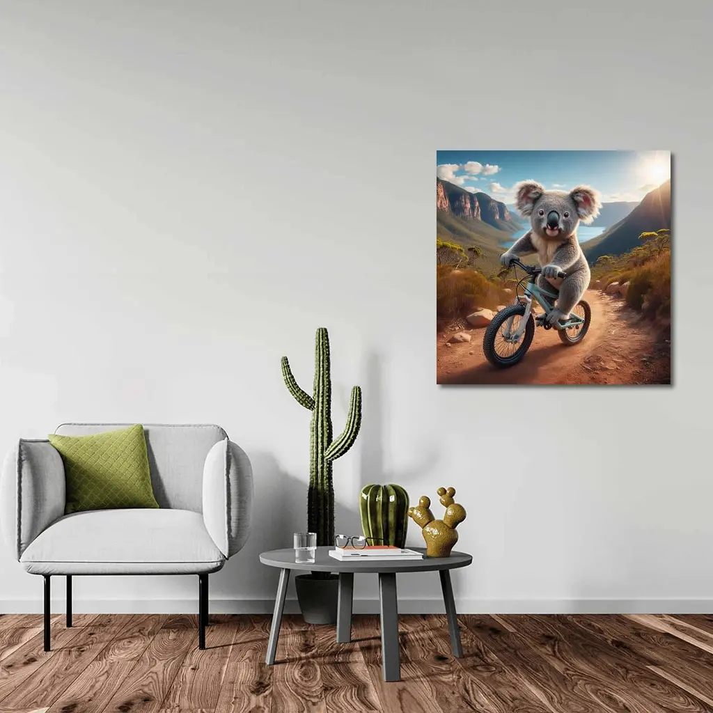 Koala Riding Bike Australian Mountain Trail – Wall Art