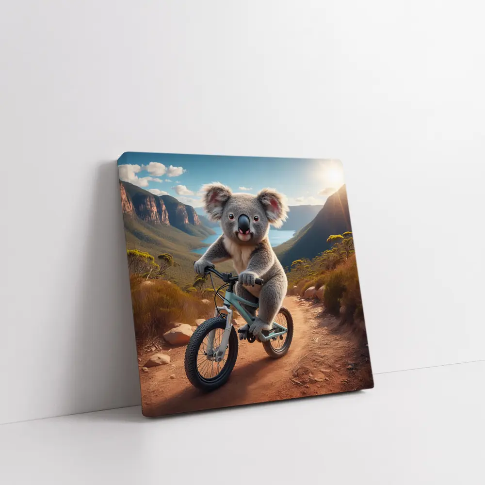 Koala Riding Bike Australian Mountain Trail – Wall Art