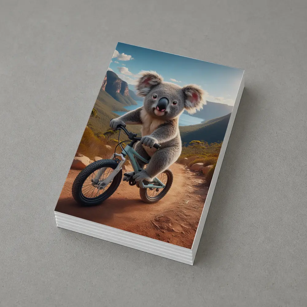 Koala Riding Bike Australian Mountain Trail – Postcards
