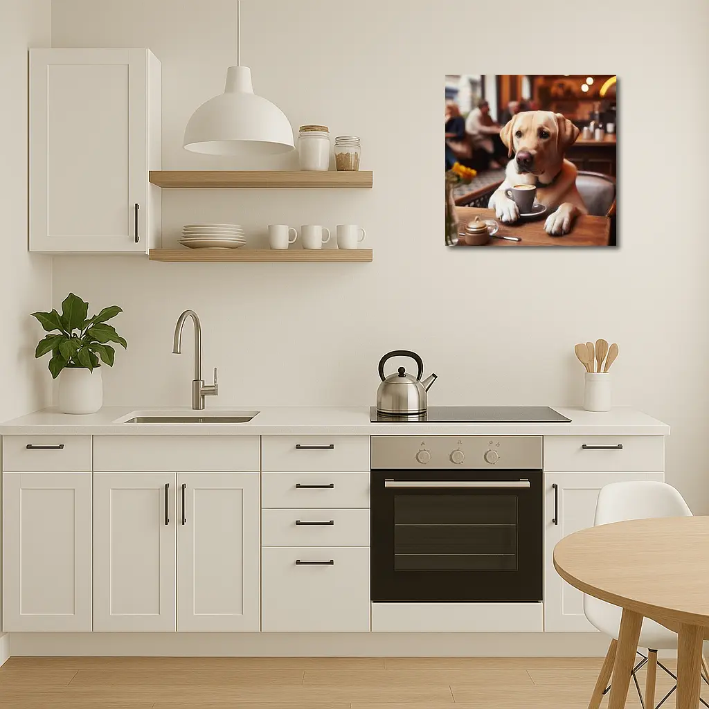 Labrador Retriever Dog Coffee Cafe Scene – Wall Art