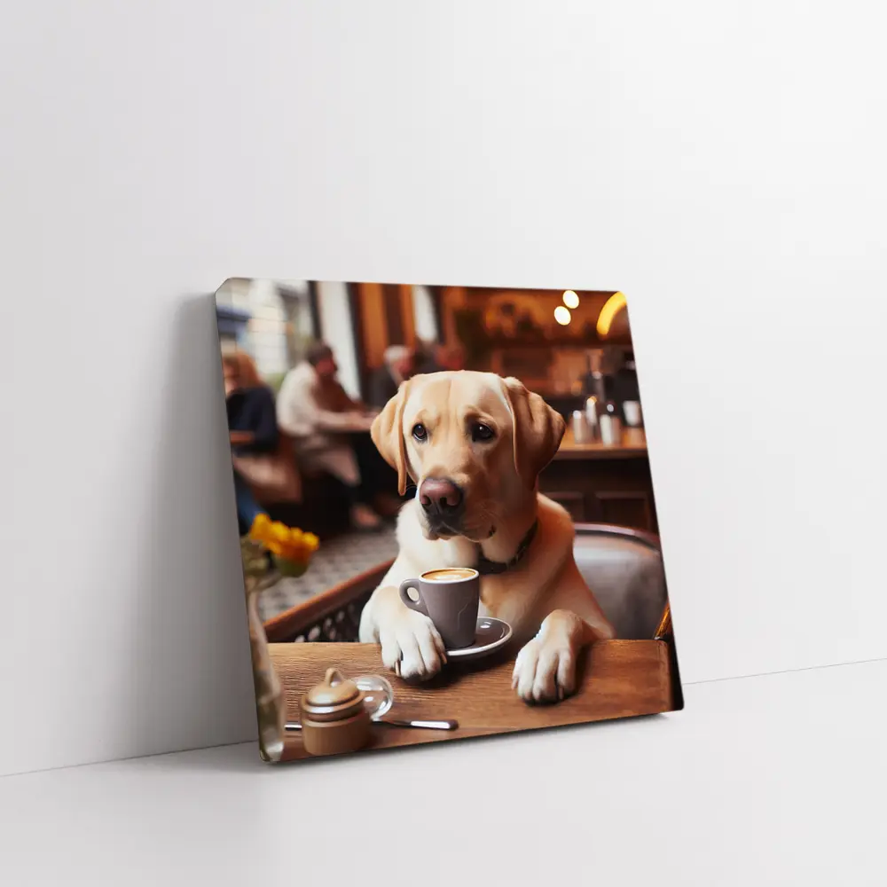 Labrador Retriever Dog Coffee Cafe Scene – Wall Art