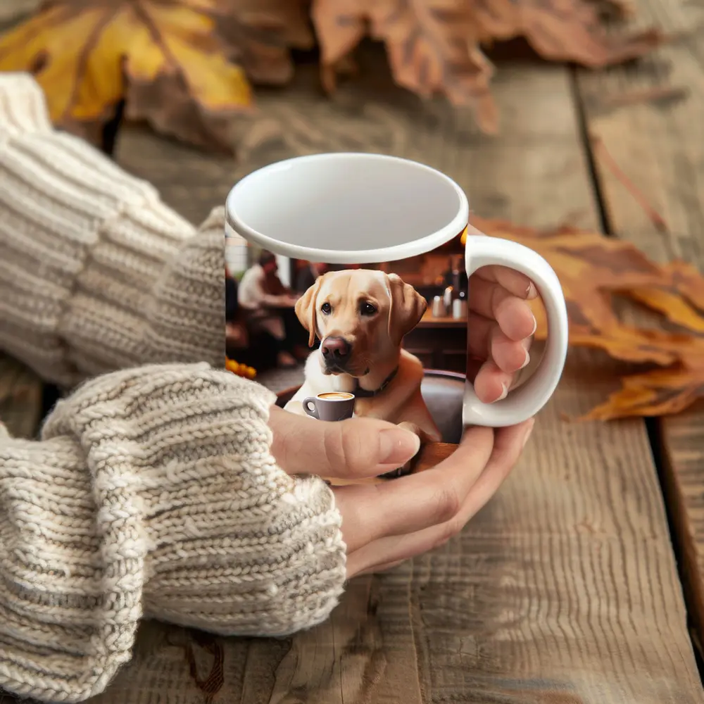 Labrador Retriever Dog Coffee Cafe Scene – Mugs