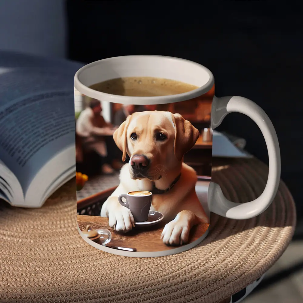 Labrador Retriever Dog Coffee Cafe Scene – Mugs