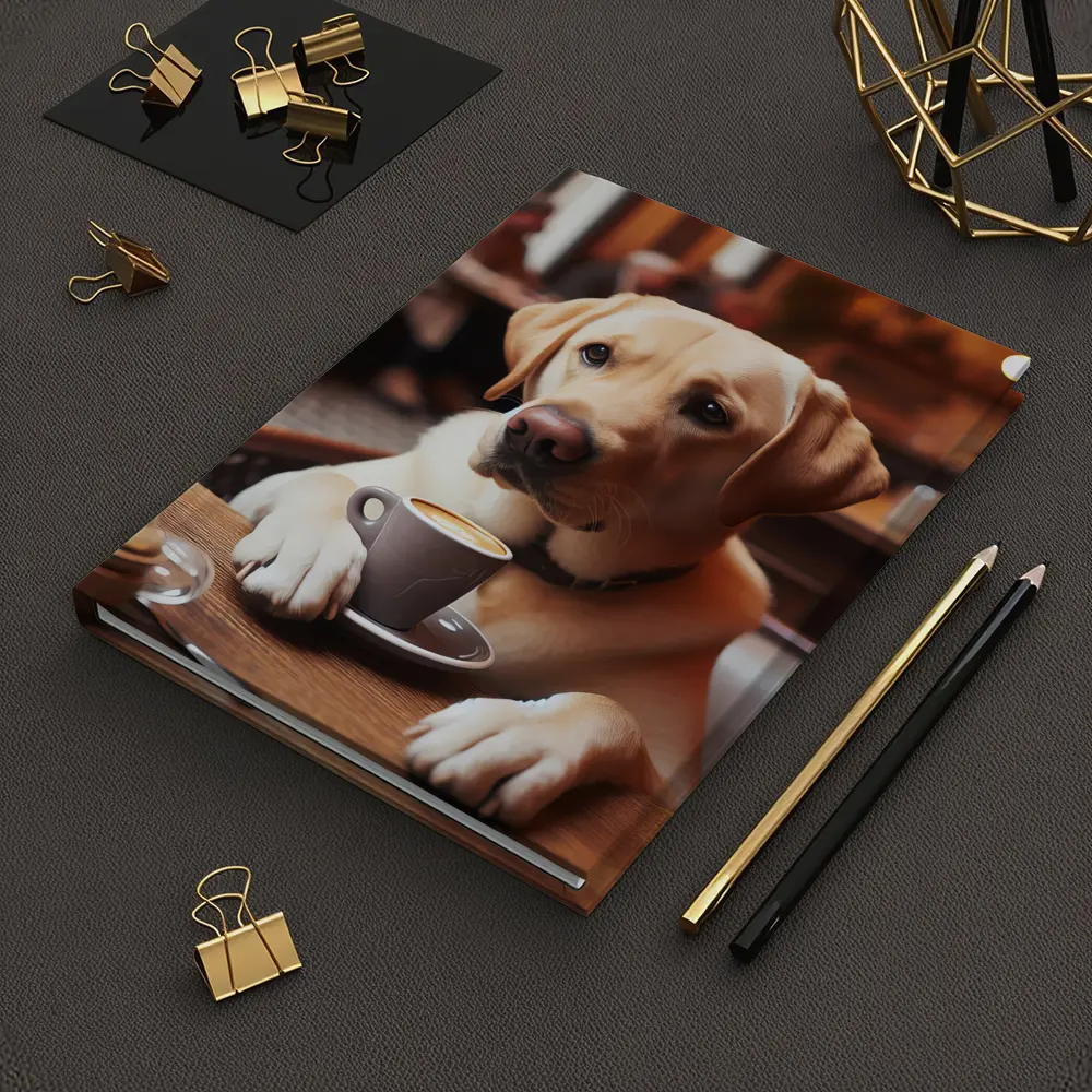 Labrador Retriever Dog Coffee Cafe Scene – Notebooks