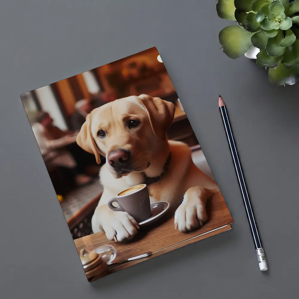 Labrador Retriever Dog Coffee Cafe Scene – Notebooks