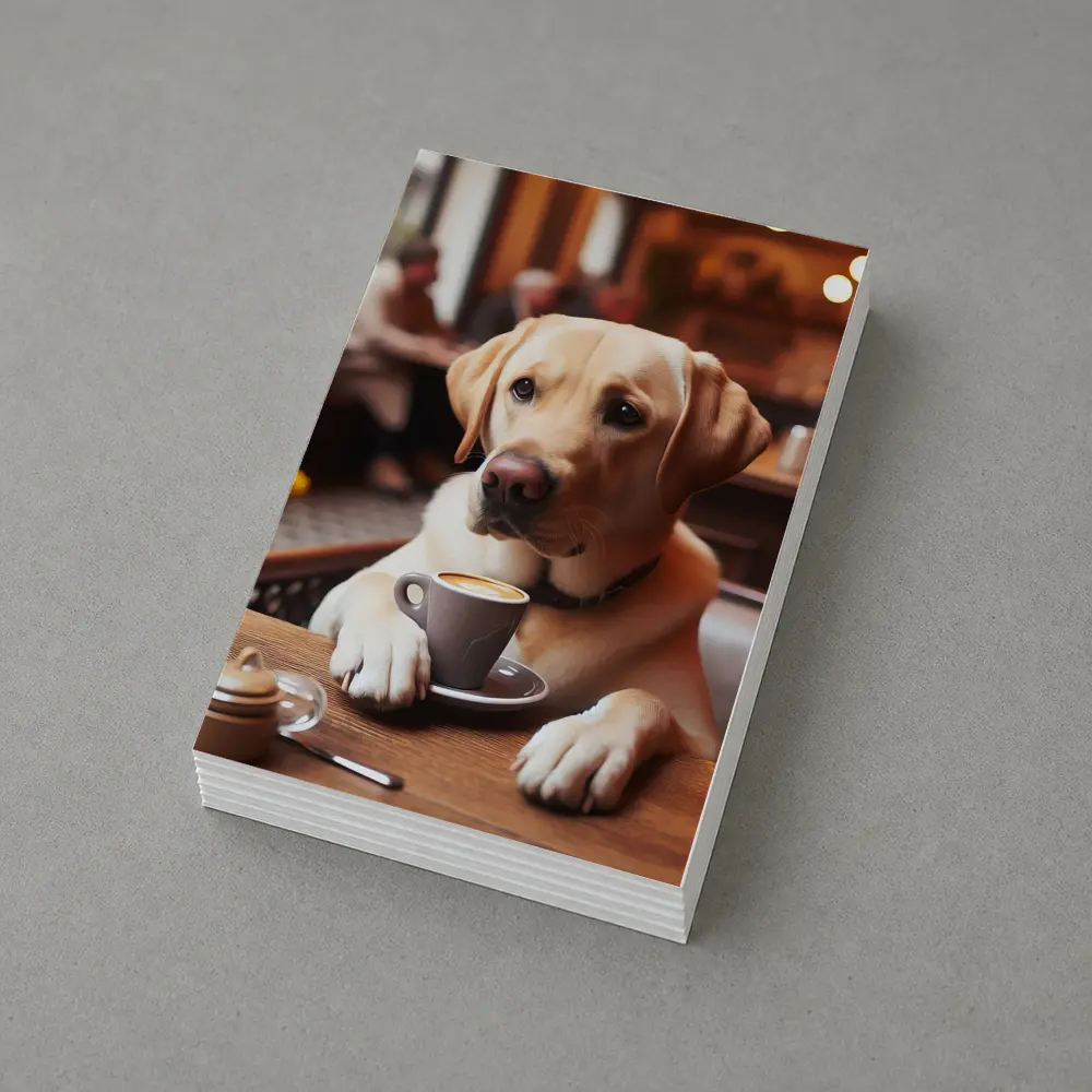 Labrador Retriever Dog Coffee Cafe Scene – Postcards