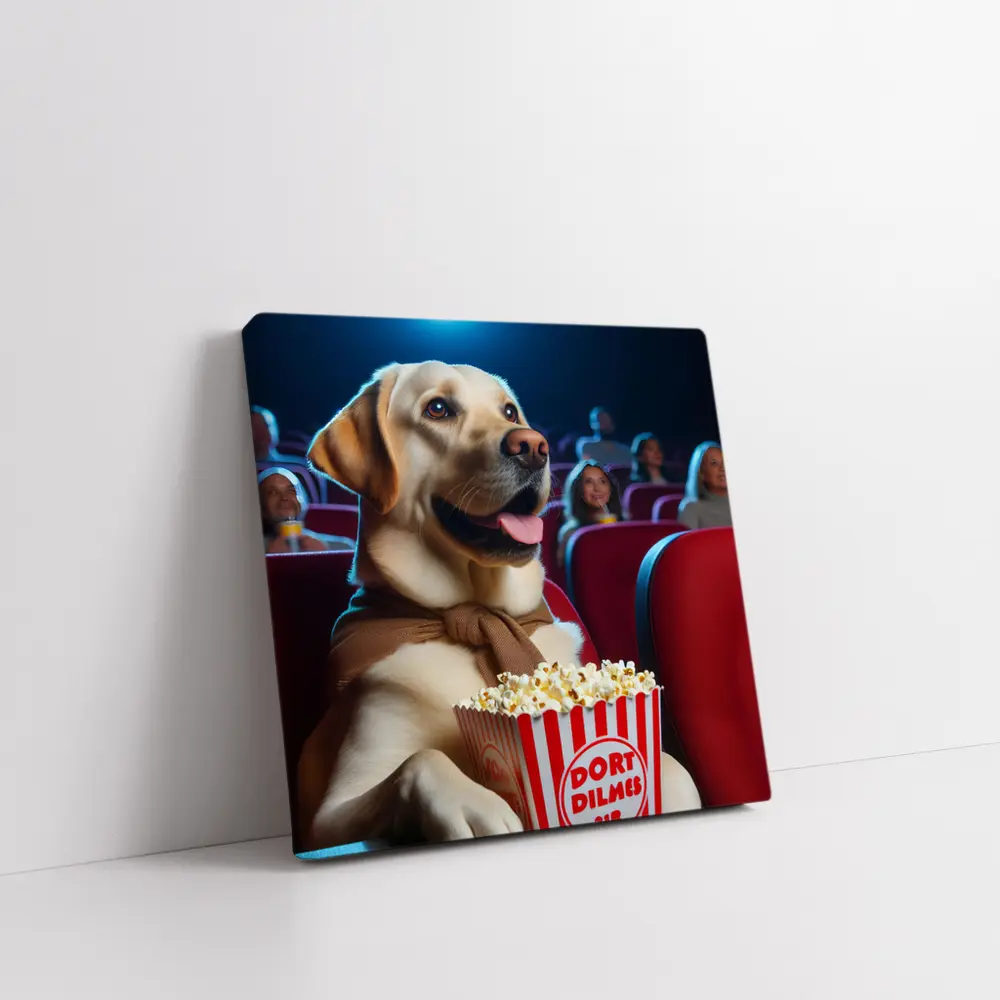 Labrador Retriever Watching Movie With Popcorn – Wall Art