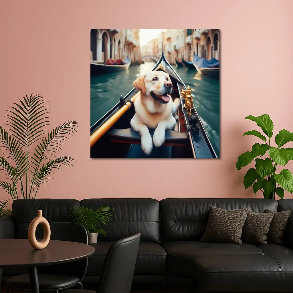 Labrador Retriever Riding Gondola Venice Canal – Wall Art