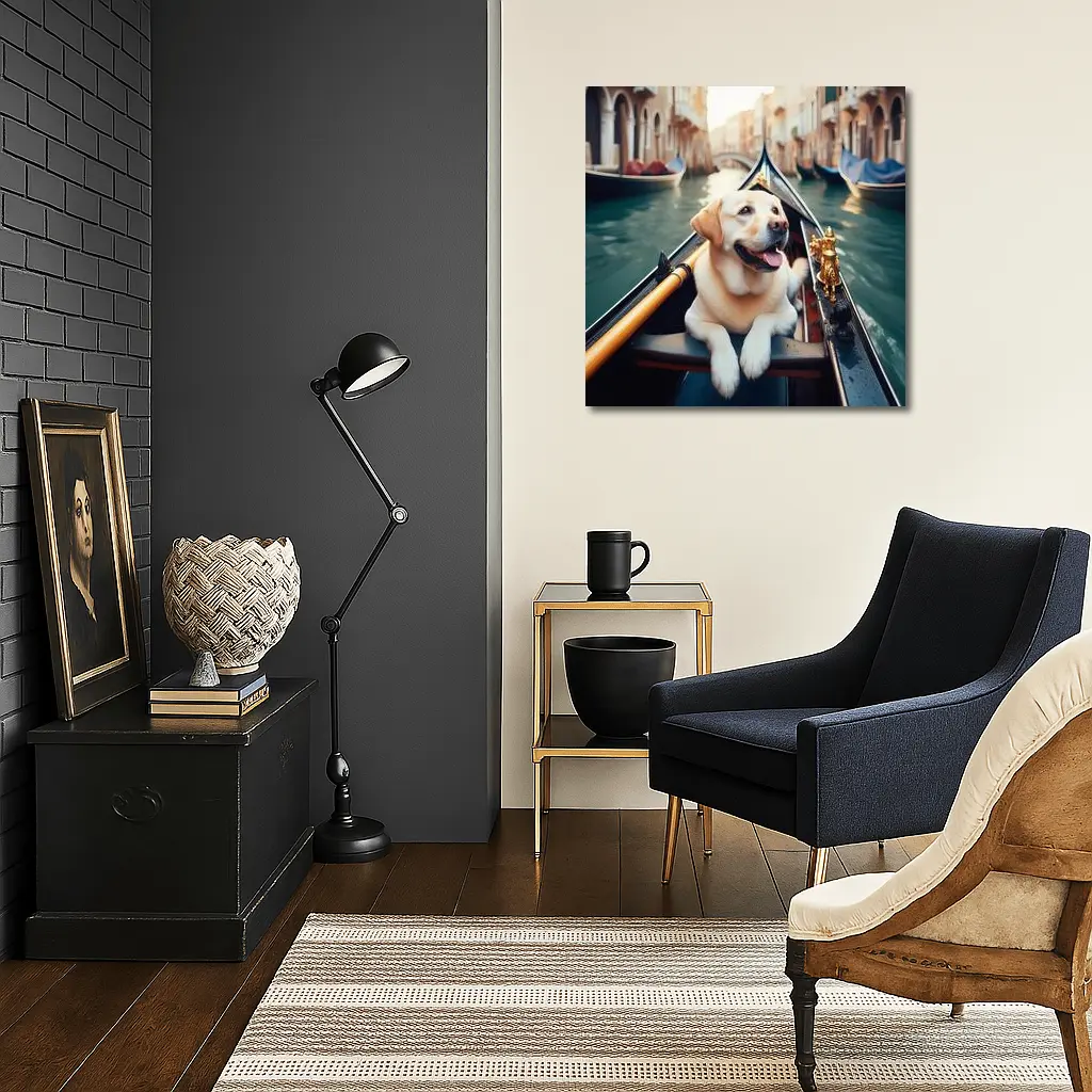 Labrador Retriever Riding Gondola Venice Canal – Wall Art