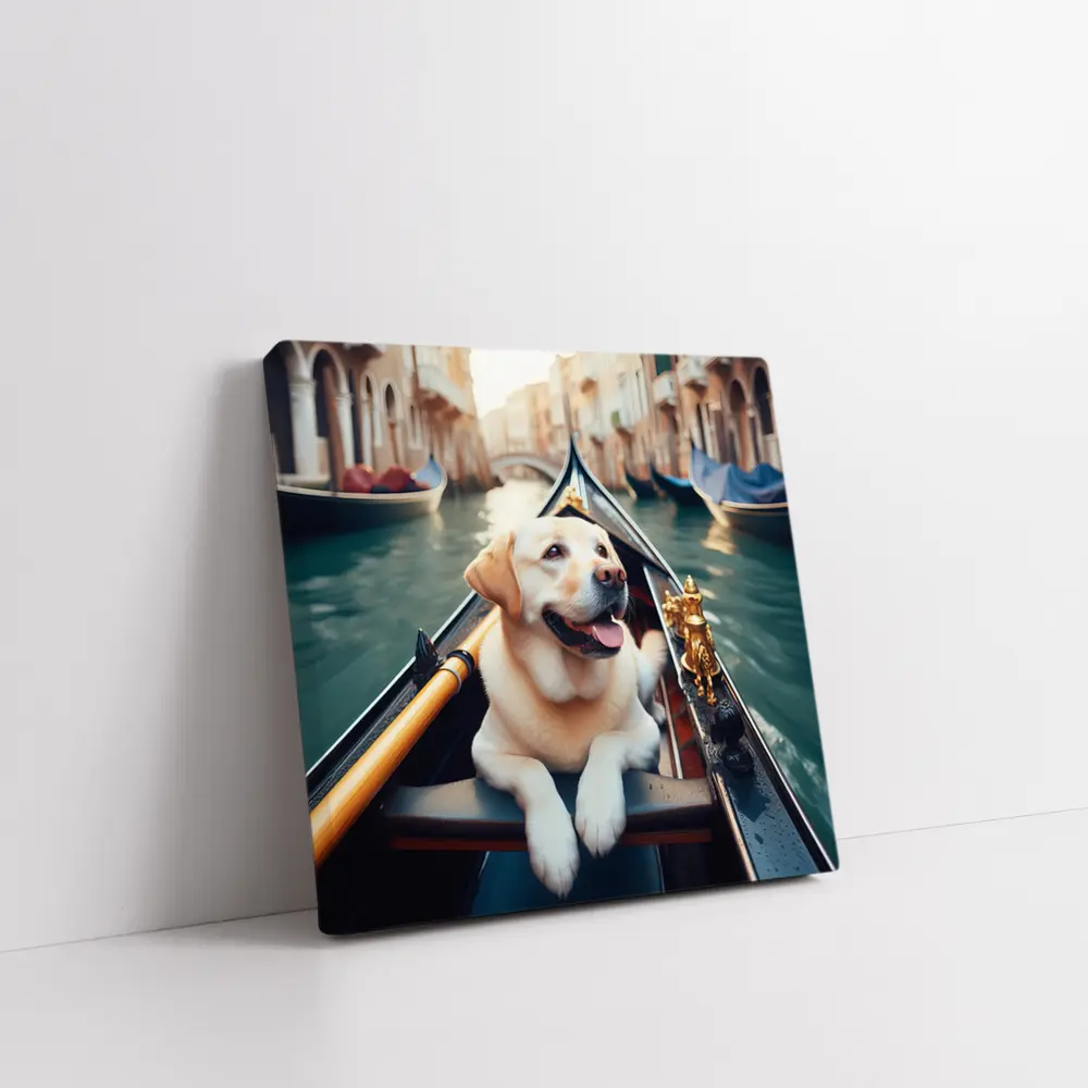 Labrador Retriever Riding Gondola Venice Canal – Wall Art