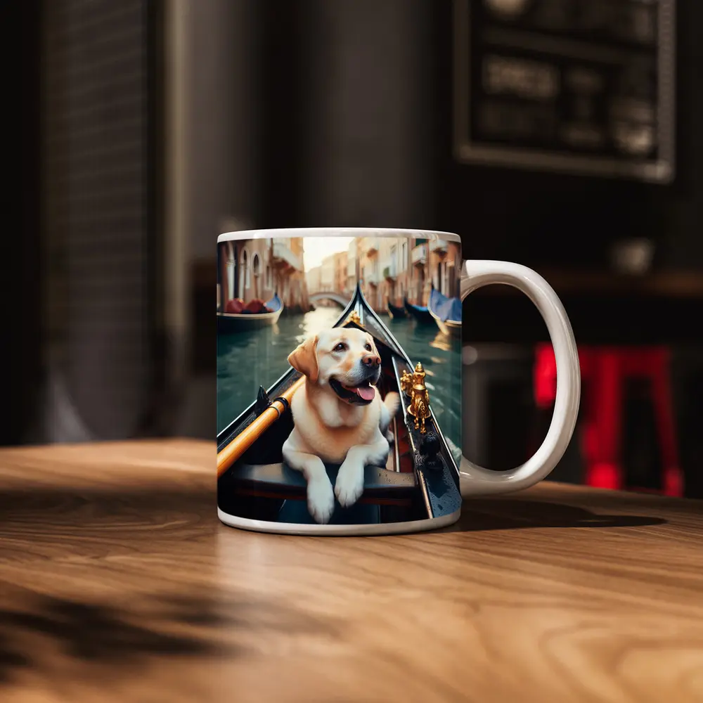 Labrador Retriever Riding Gondola Venice Canal – Mugs