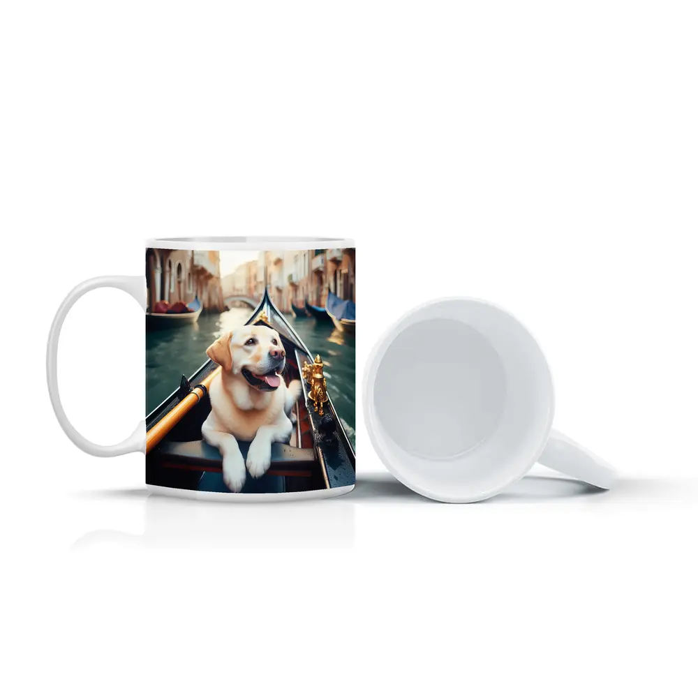 Labrador Retriever Riding Gondola Venice Canal – Mugs