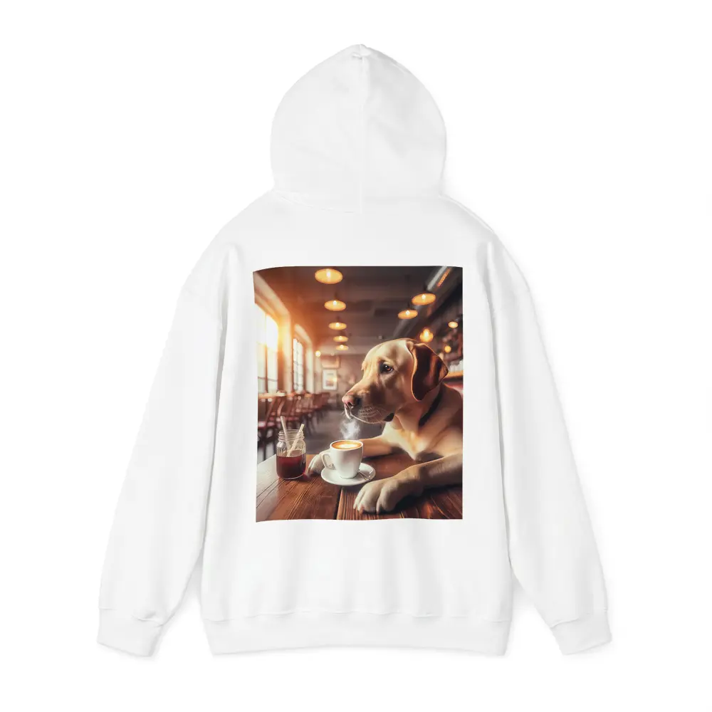 Labrador Retriever Sitting in Cozy Cafe – Hoodies