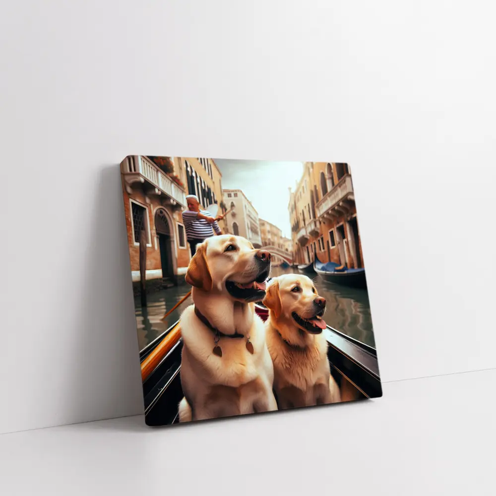 Labrador Retrievers Riding Gondola Venice Canal – Wall Art