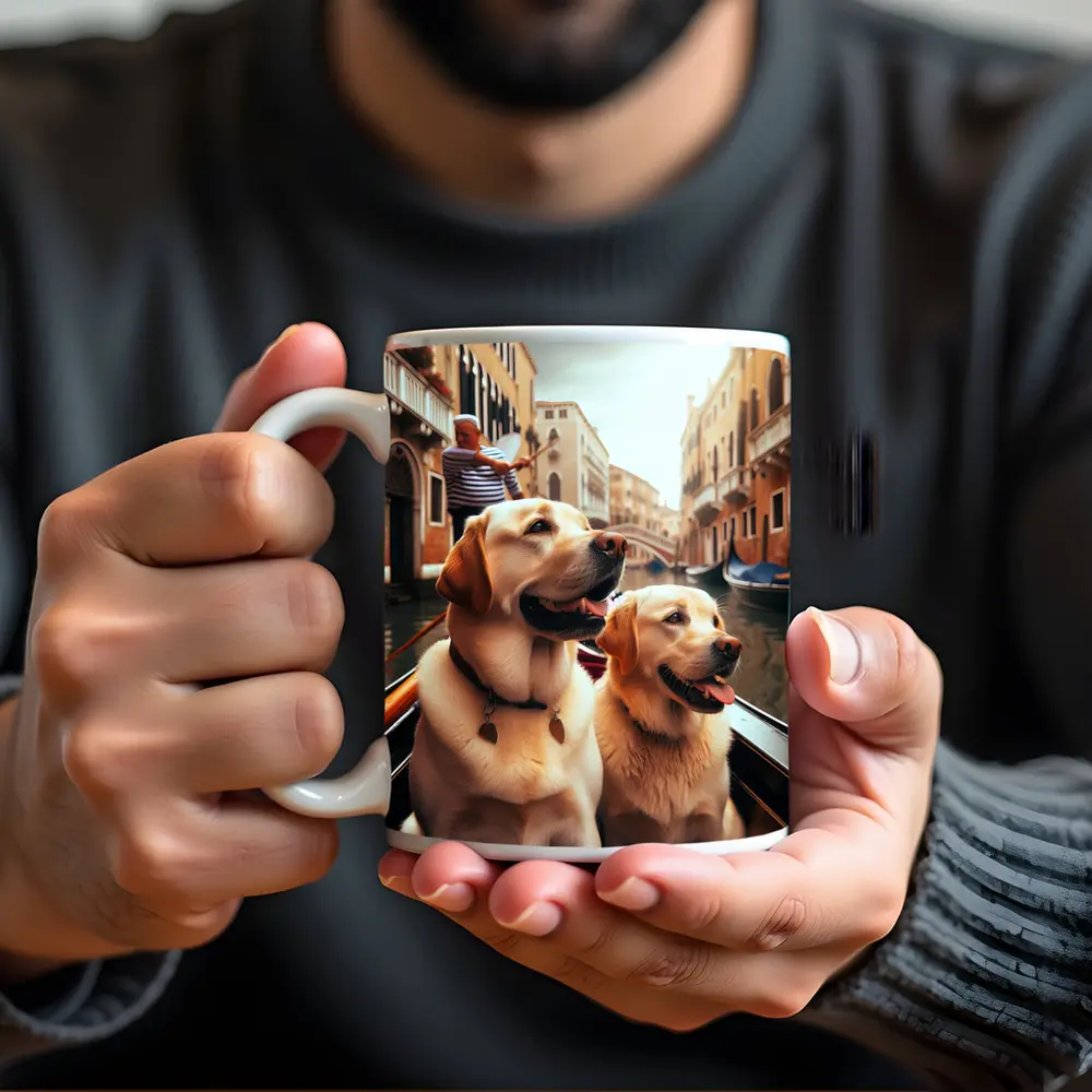 Labrador Retrievers Riding Gondola Venice Canal – Mugs