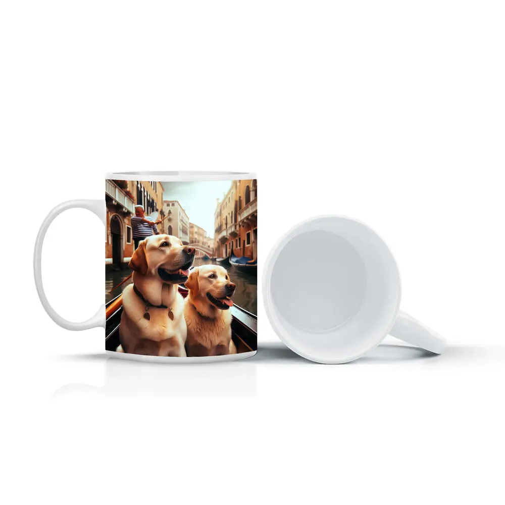 Labrador Retrievers Riding Gondola Venice Canal – Mugs