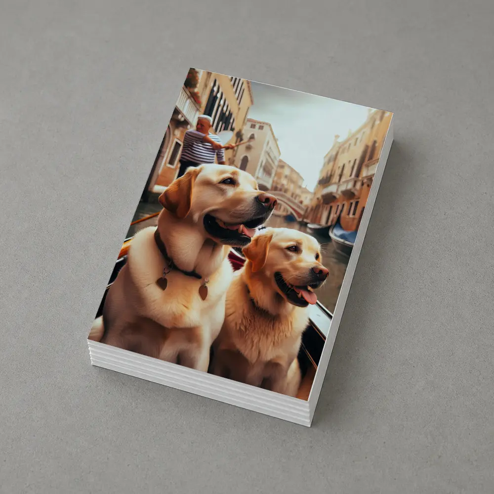 Labrador Retrievers Riding Gondola Venice Canal – Postcards