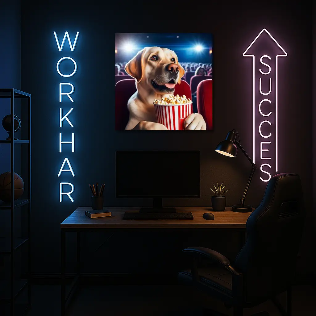 Labrador Retriever Watching Movie With Popcorn – Wall Art