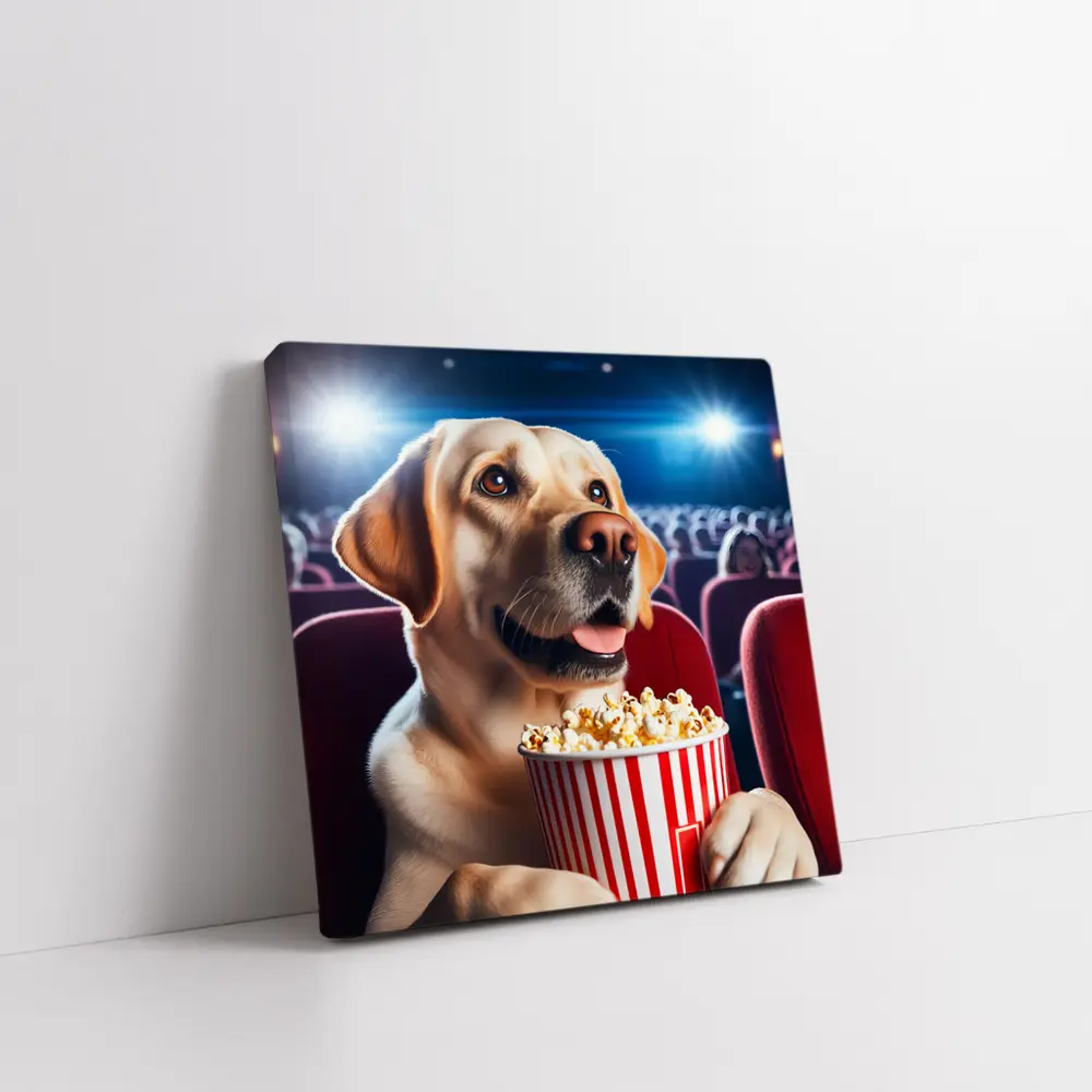 Labrador Retriever Watching Movie With Popcorn – Wall Art