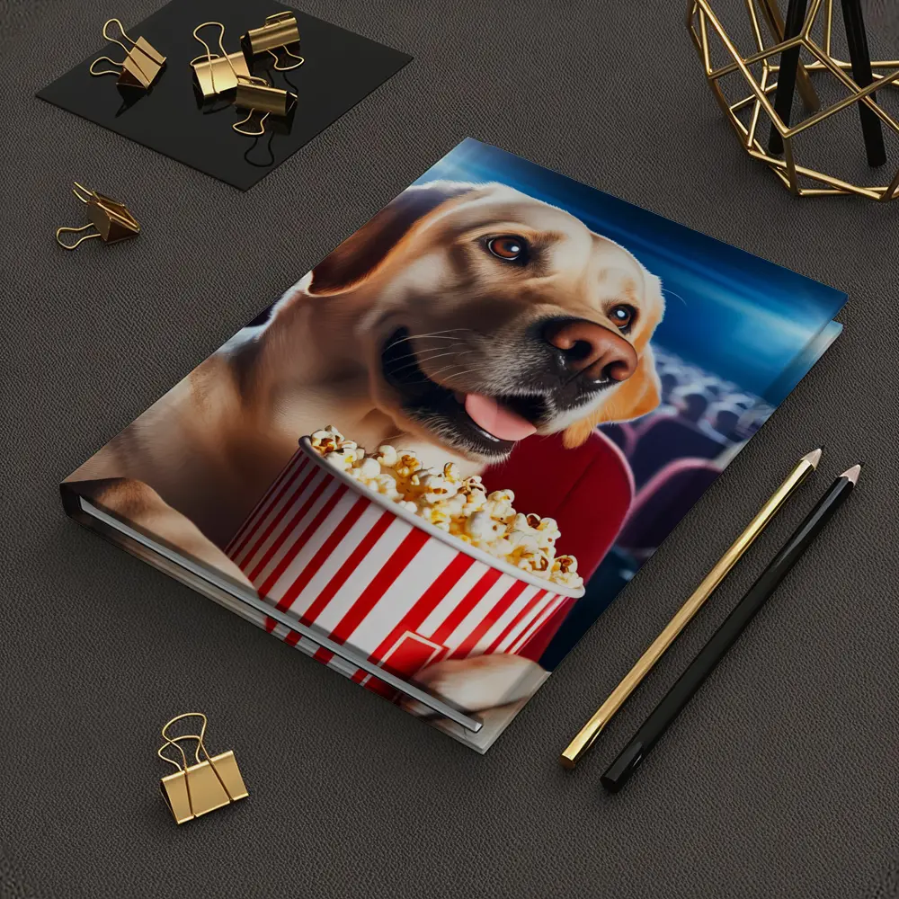 Labrador Retriever Watching Movie With Popcorn – Notebooks