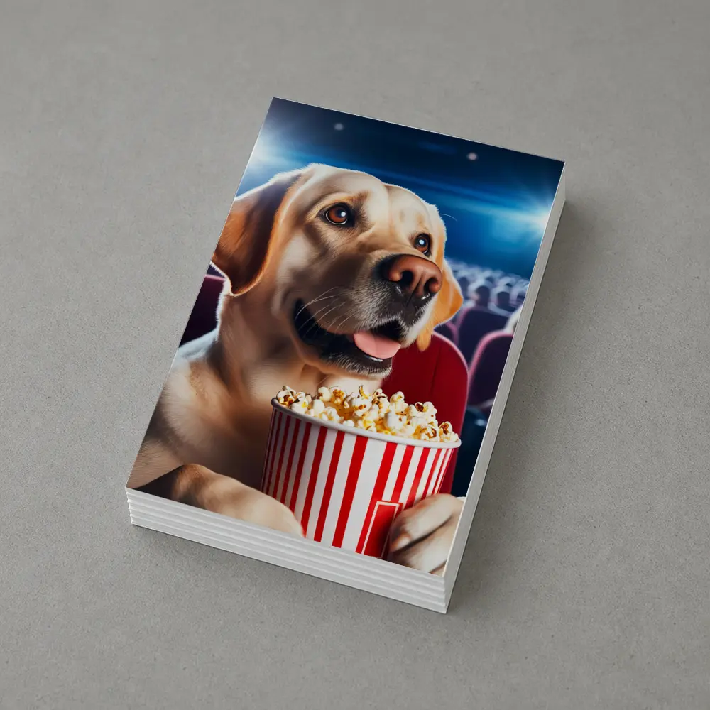 Labrador Retriever Watching Movie With Popcorn – Postcards
