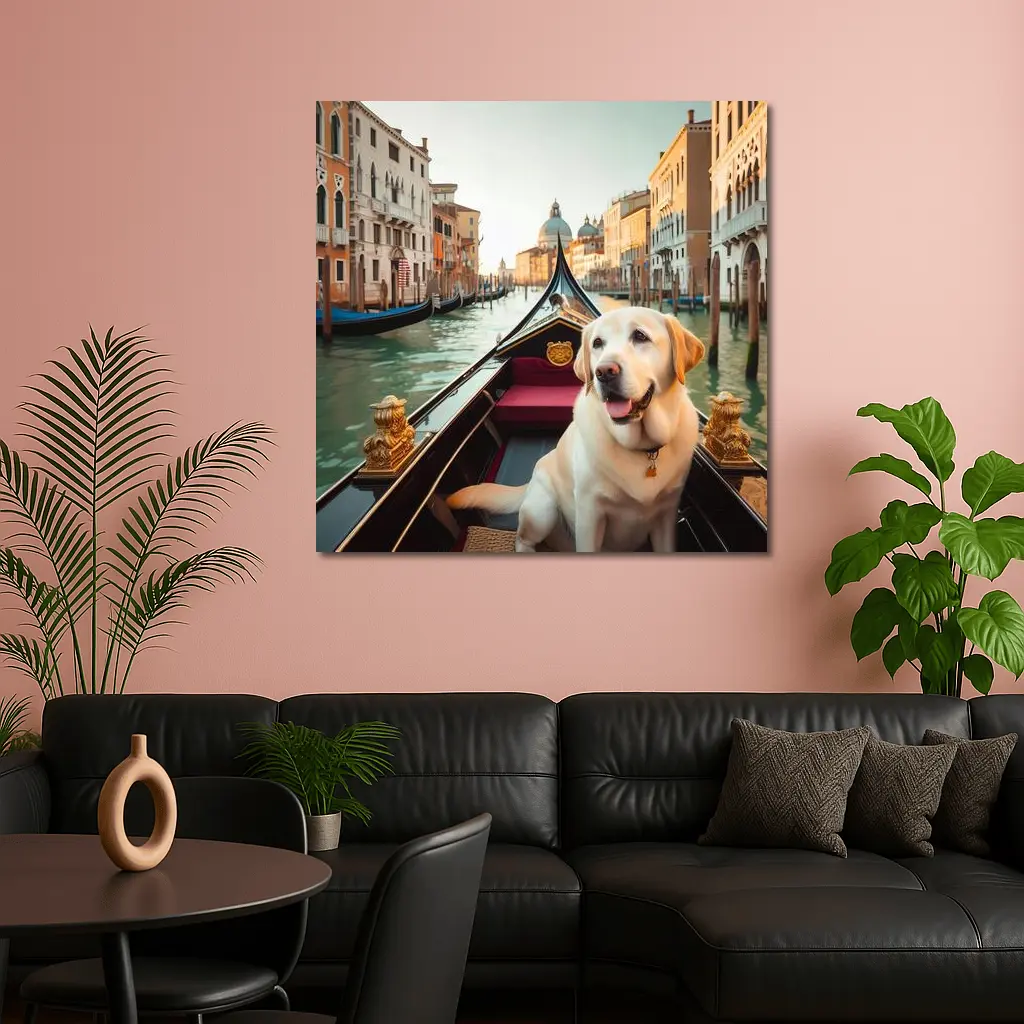 Labrador Retriever Riding Gondola Venice Canal – Wall Art