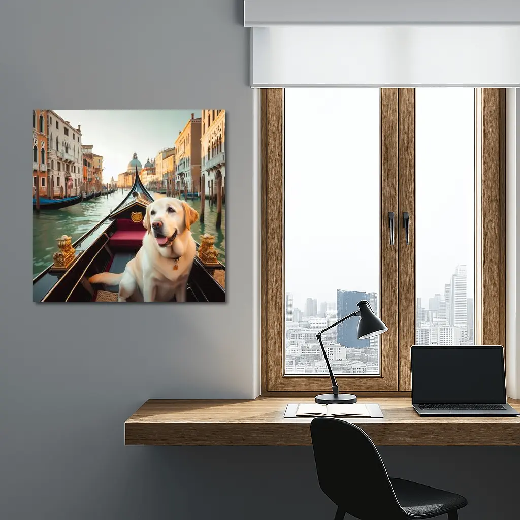 Labrador Retriever Riding Gondola Venice Canal – Wall Art