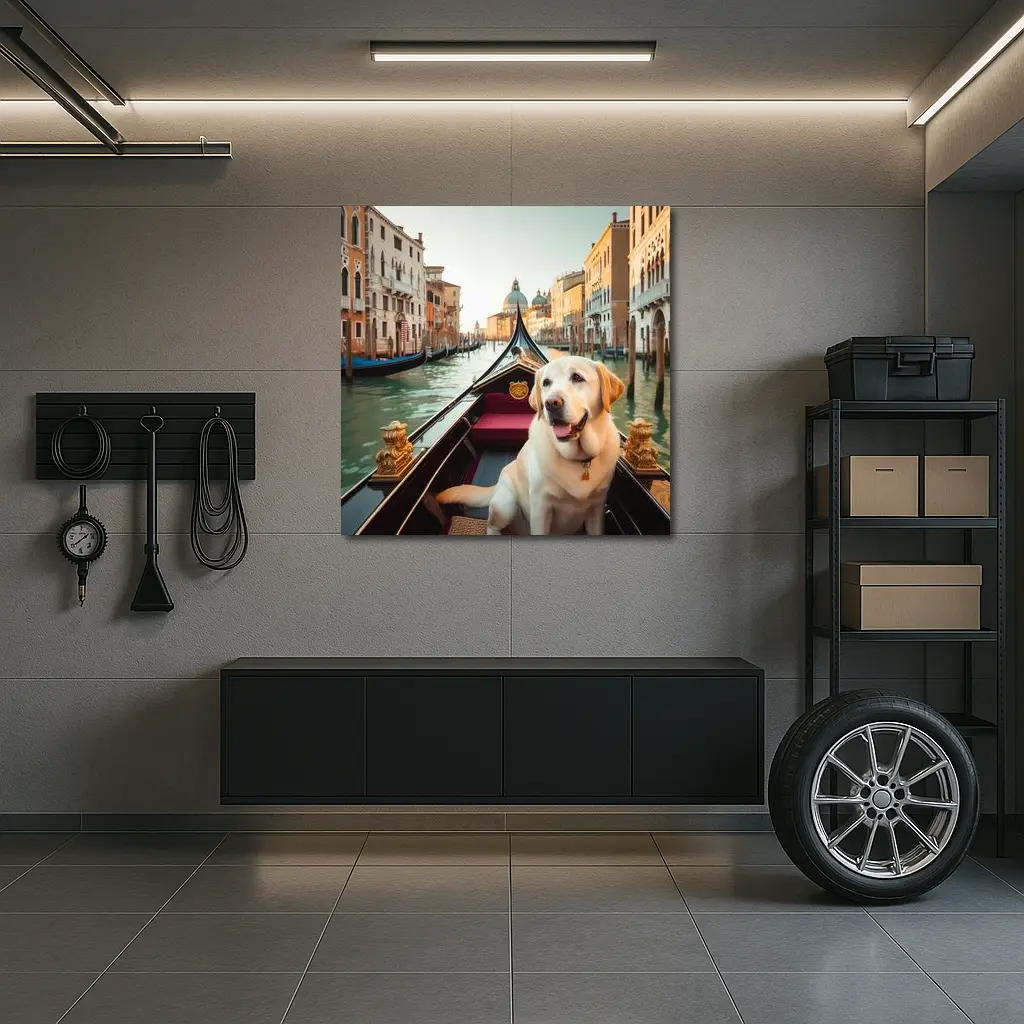 Labrador Retriever Riding Gondola Venice Canal – Wall Art