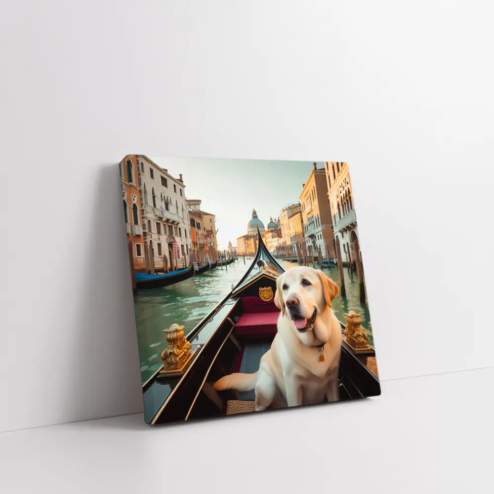 Labrador Retriever Riding Gondola Venice Canal – Wall Art