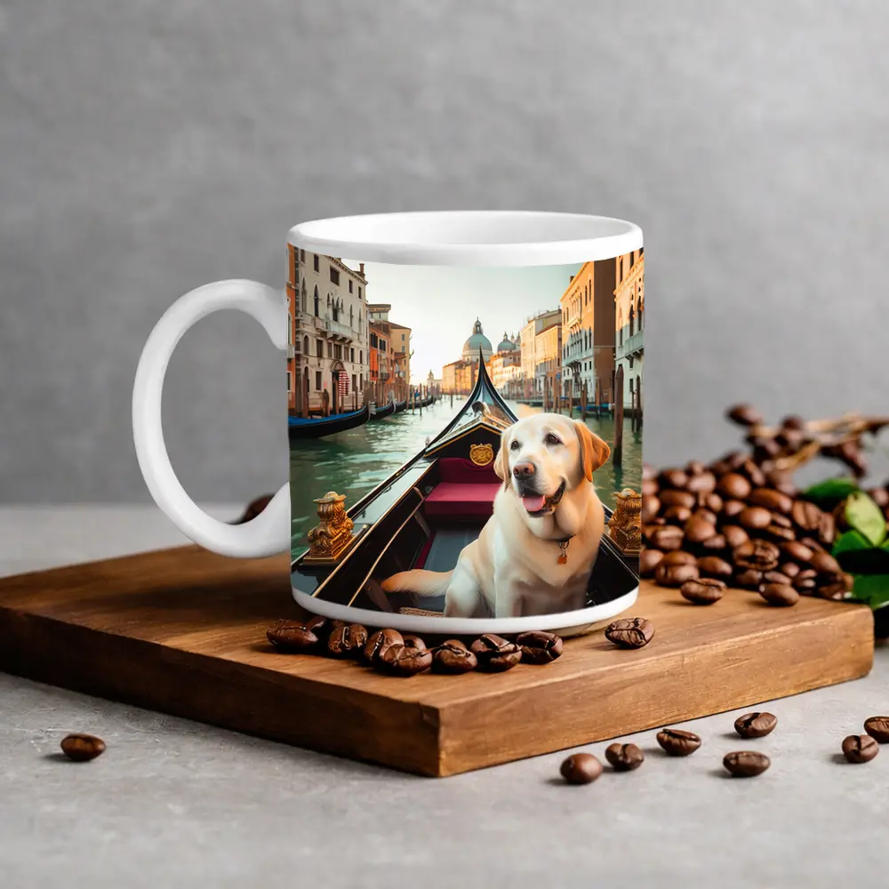 Labrador Retriever Riding Gondola Venice Canal – Mugs