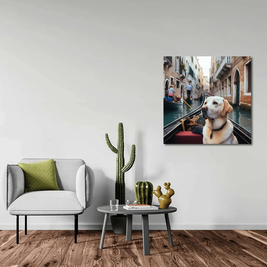 Labrador Retriever Riding Gondola Venice Canal – Wall Art