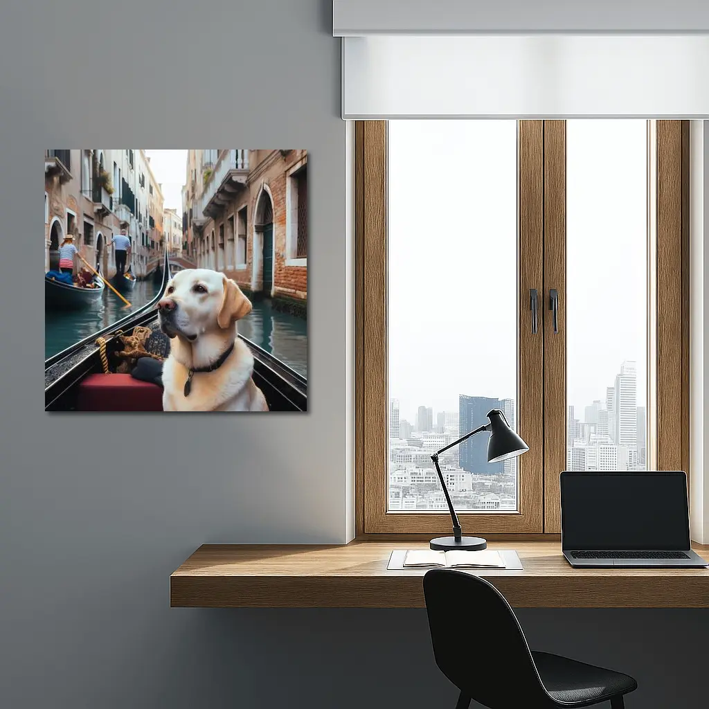 Labrador Retriever Riding Gondola Venice Canal – Wall Art