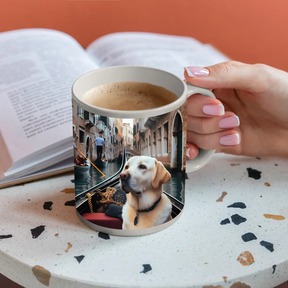 Labrador Retriever Riding Gondola Venice Canal – Mugs