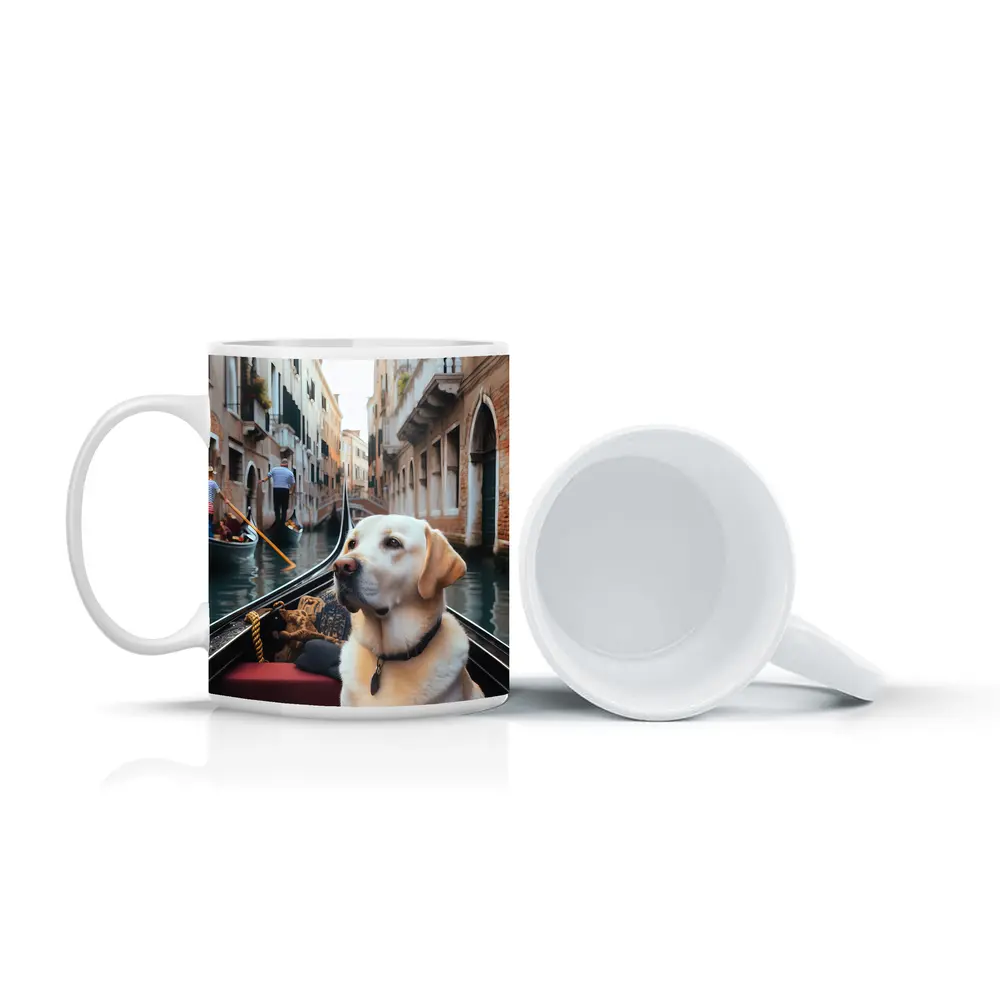 Labrador Retriever Riding Gondola Venice Canal – Mugs