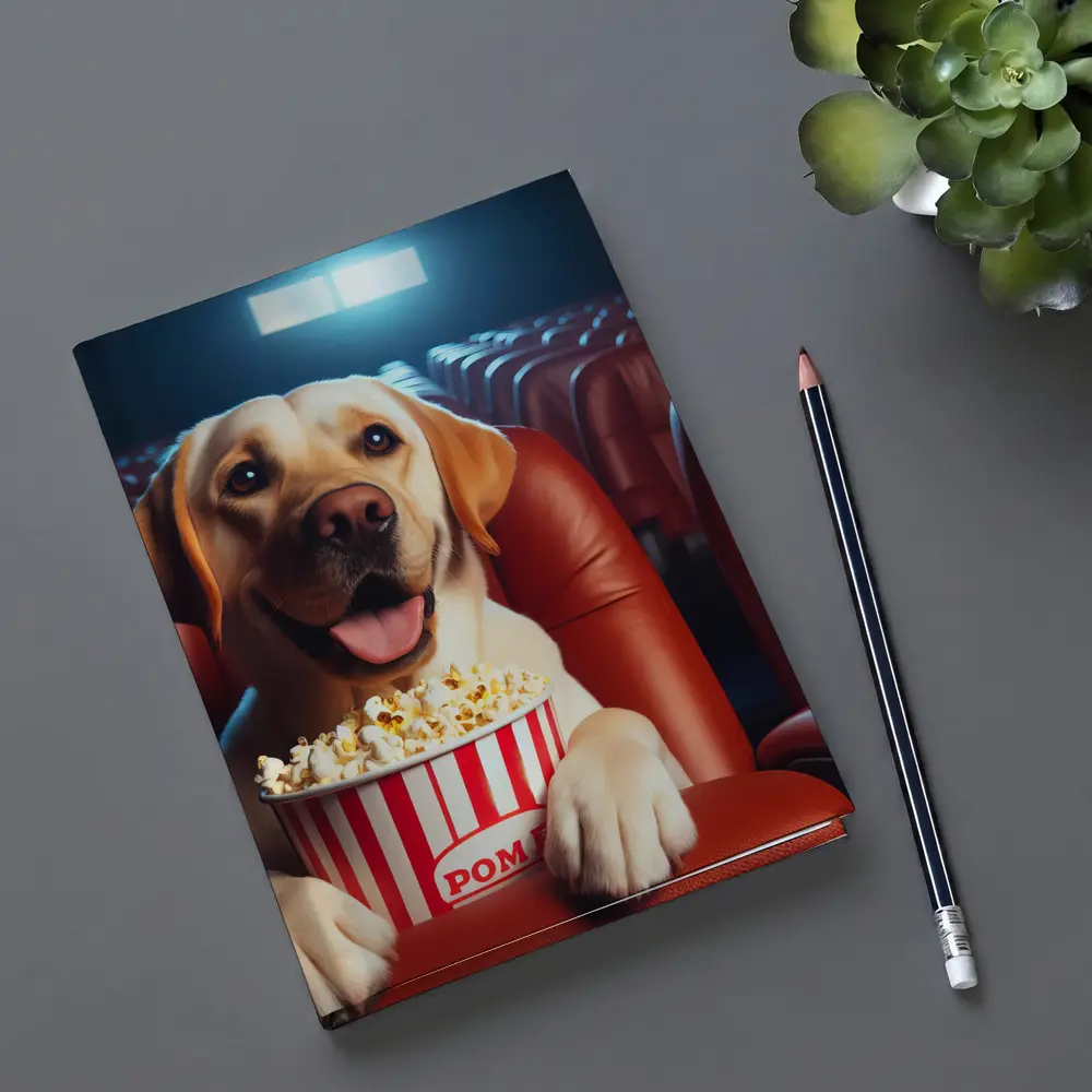 Labrador Retriever Watching Movie With Popcorn – Notebooks