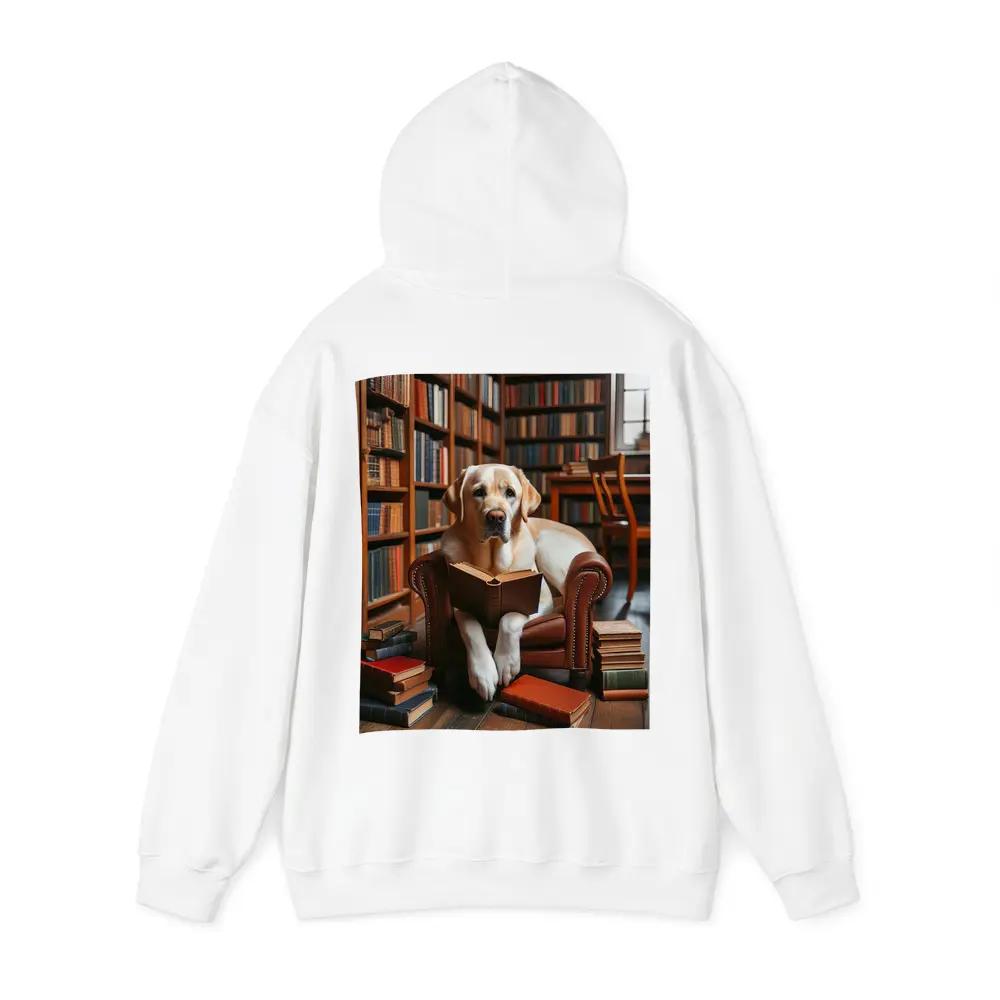 Labrador Retriever Reading Book In Library – Hoodies