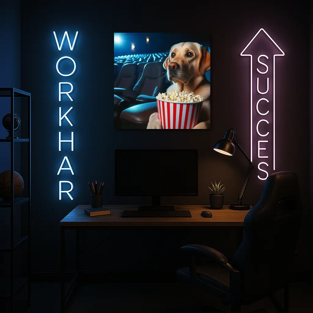 Labrador Retriever Watching Movie With Popcorn – Wall Art