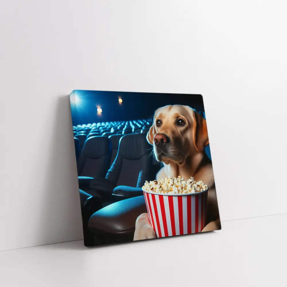 Labrador Retriever Watching Movie With Popcorn – Wall Art