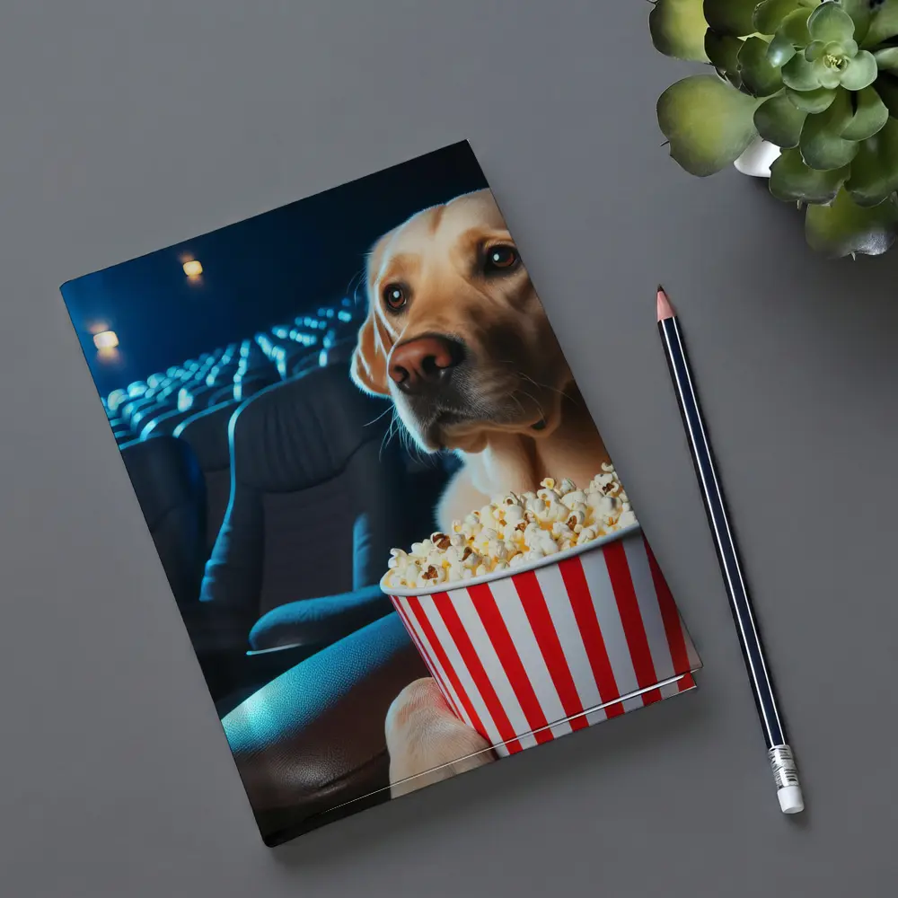 Labrador Retriever Watching Movie With Popcorn – Notebooks
