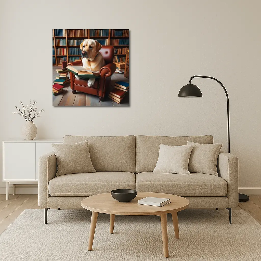 Labrador Retriever Reading Book Library Armchair – Wall Art