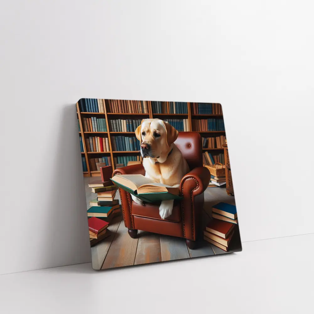 Labrador Retriever Reading Book Library Armchair – Wall Art