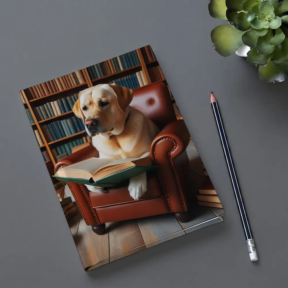 Labrador Retriever Reading Book Library Armchair – Notebooks