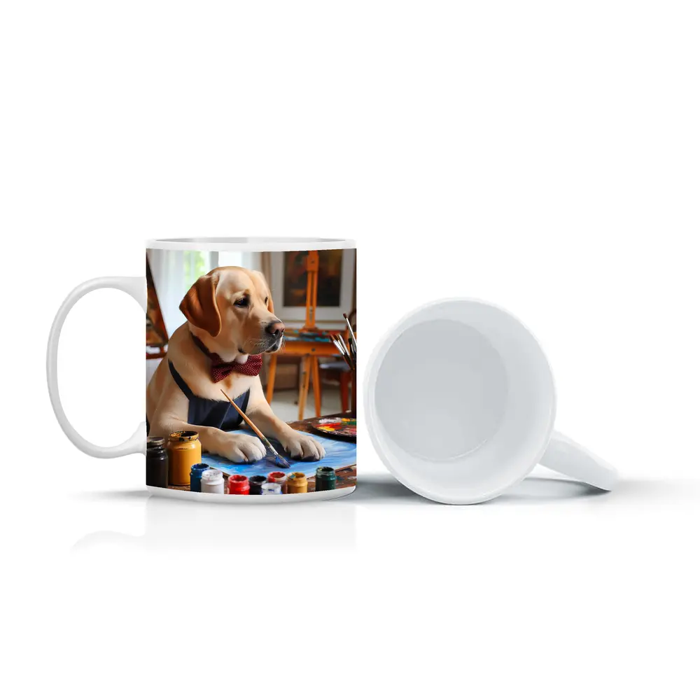 Labrador Retriever Artist Painting in Studio – Mugs